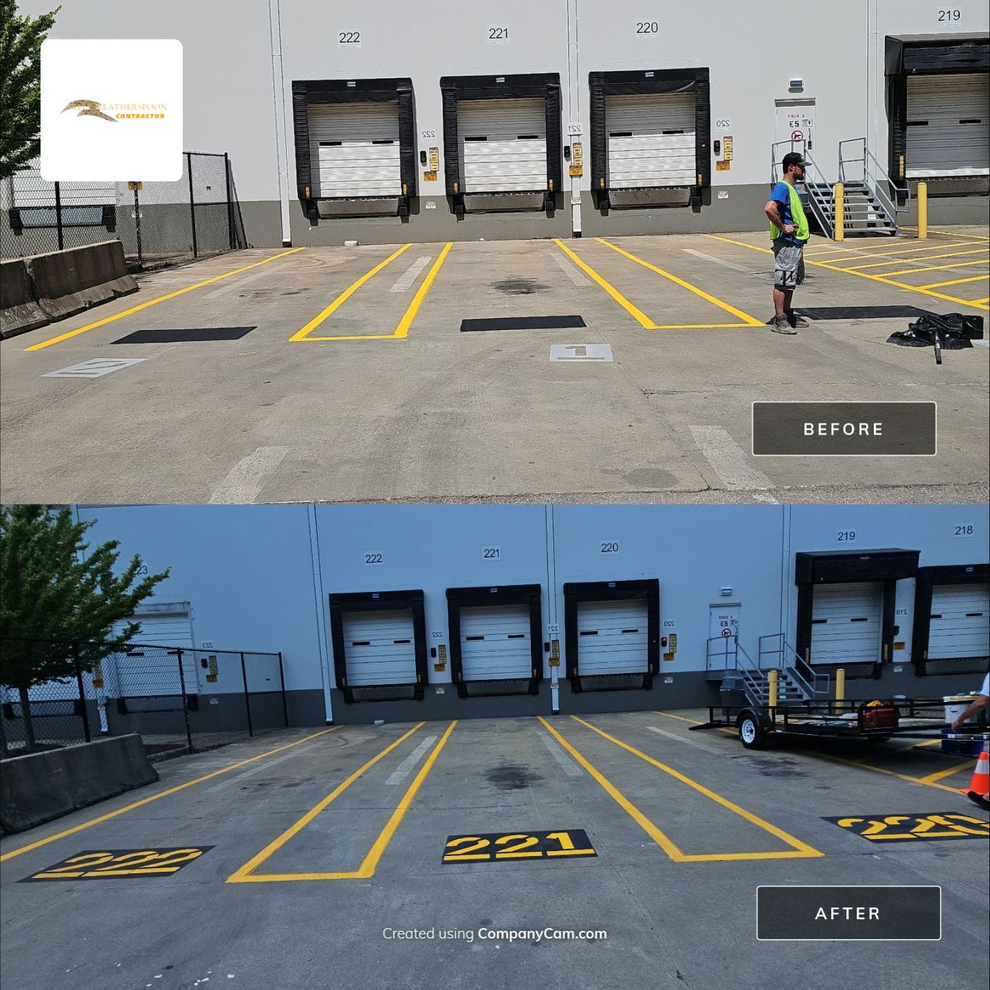 Striping Amazon Parking Lot  by Billy Weatherspoon Contractor