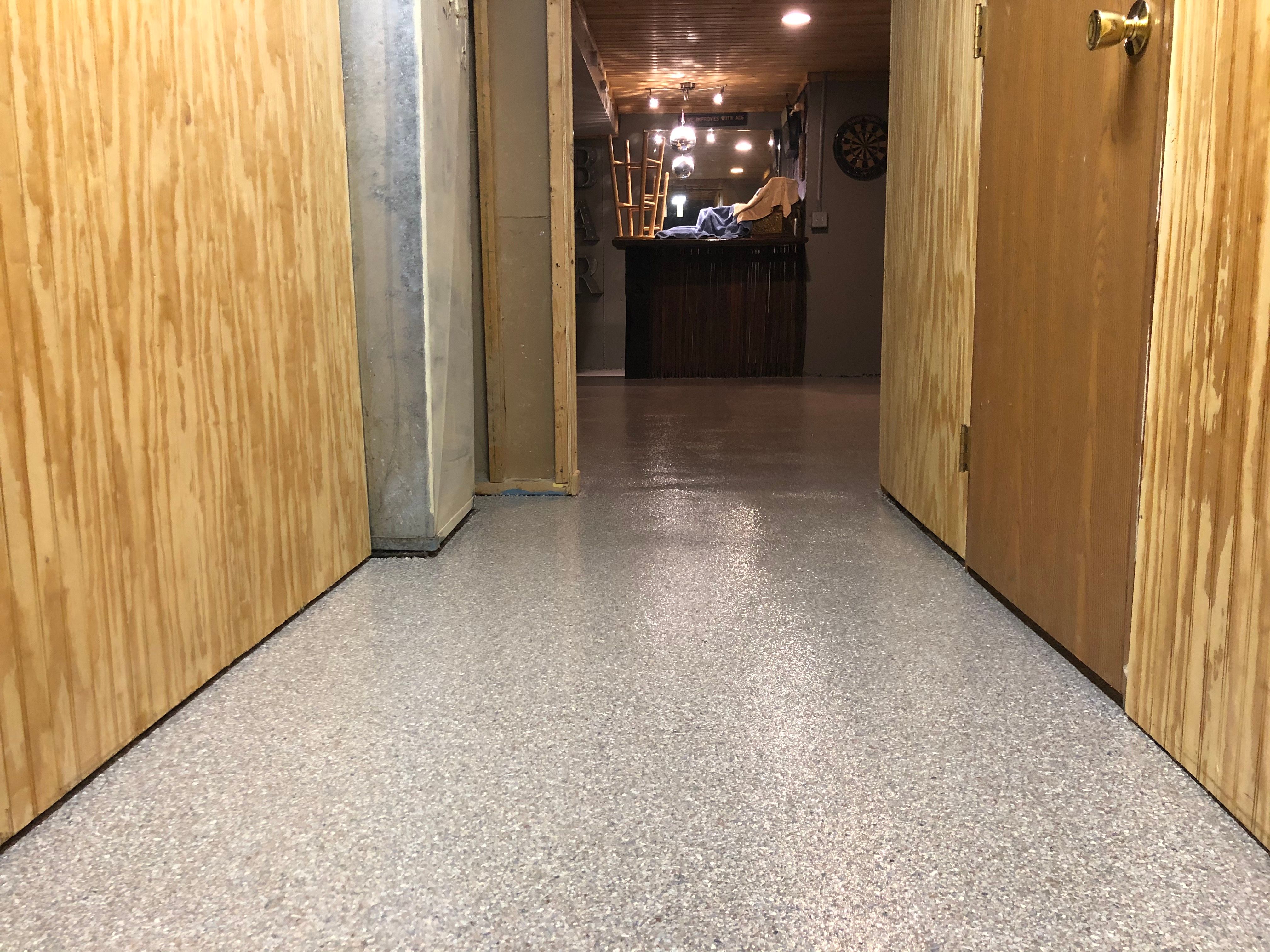 Basement Floor using Fieldstone by Your1DayFloor.com