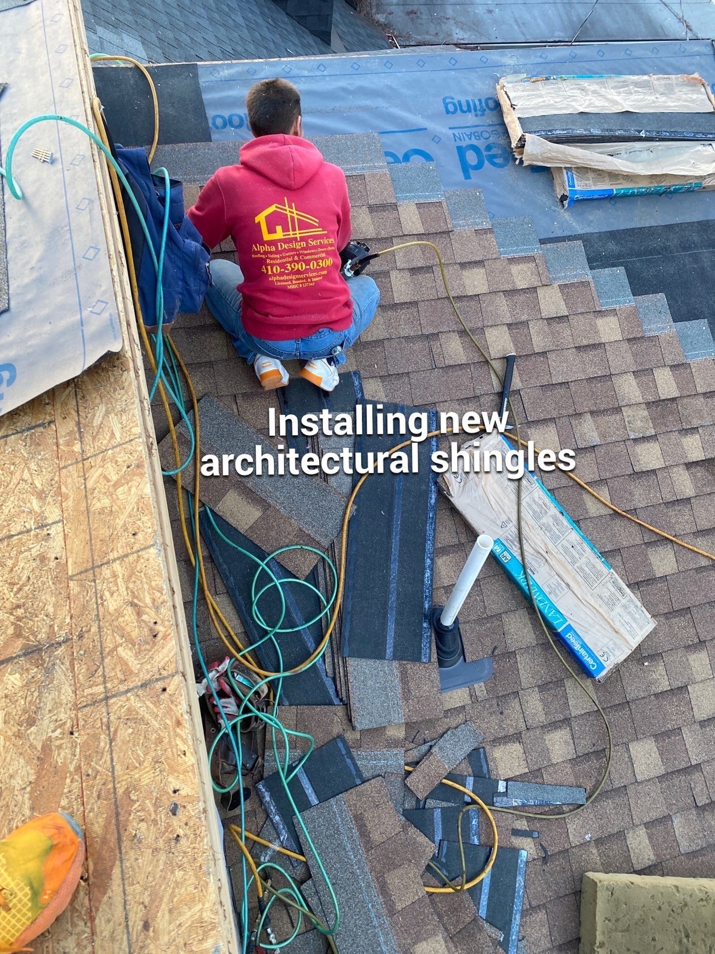Residential Roofing Installation using Landmark Shingles by Alpha Design Services