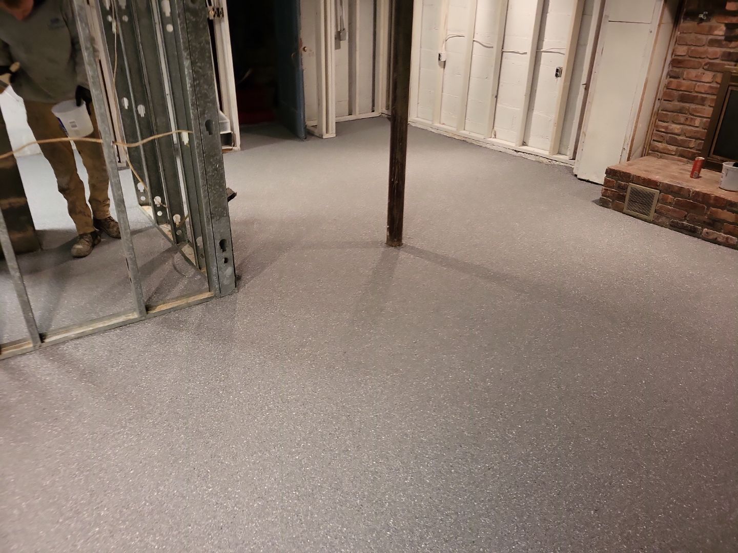 Basement Concrete Floor Coating with Penntek Flake System by Spectrum Painting, LLC