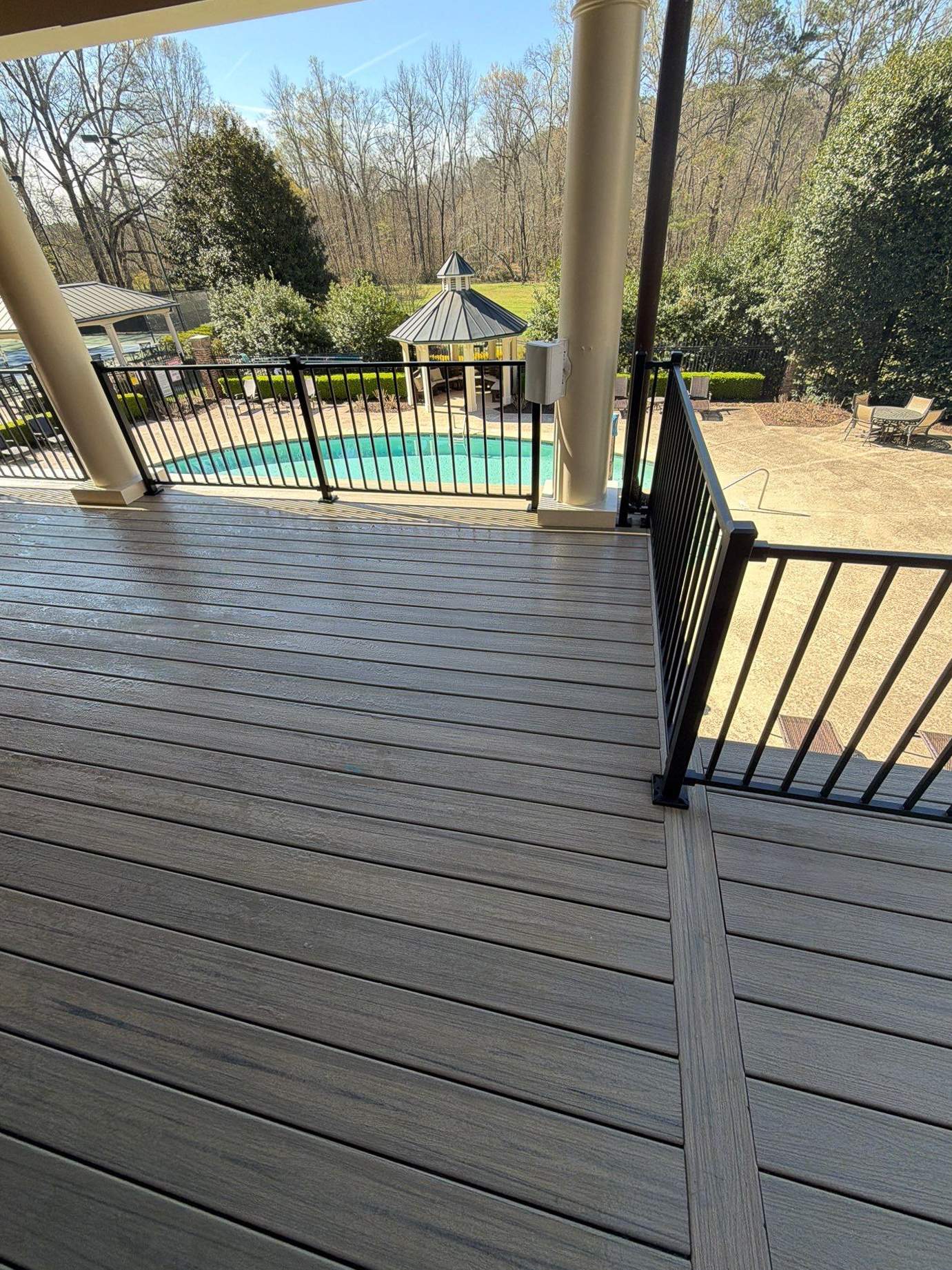 Alpharetta, GA Trex Deck Floor Resurface, Steel Railing Install, and Metal Roof Replacement by Nelson Exteriors