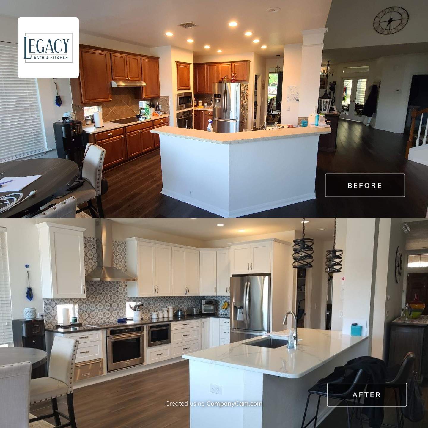 Stone Oak San Antonio Kitchen Remodel Featuring Custom White Cabinetry & Expanded Island by Legacy Bath and Kitchen 