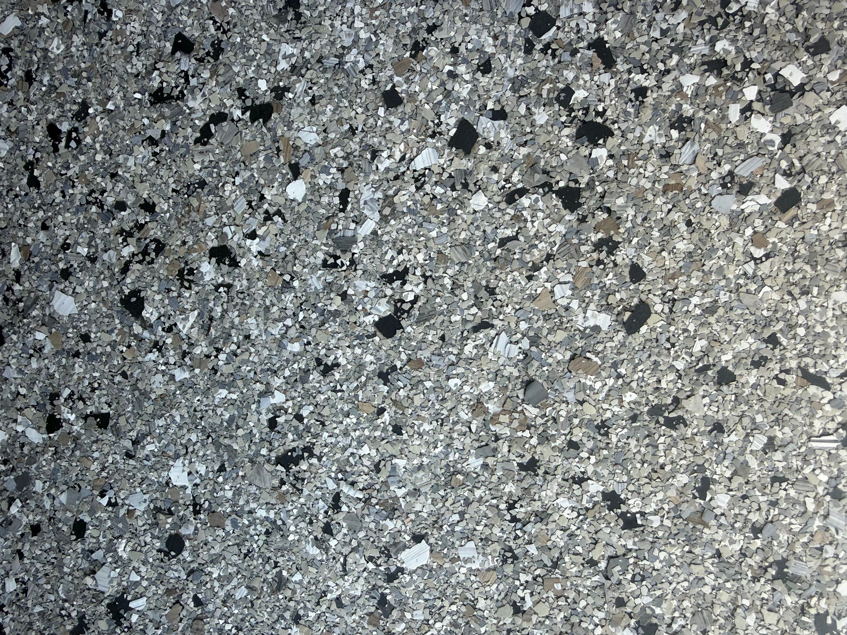 Residential Garage Floor Coating with Grey Speckled Epoxy Finish by Select Painting, Coatings & Garage Cabinets
