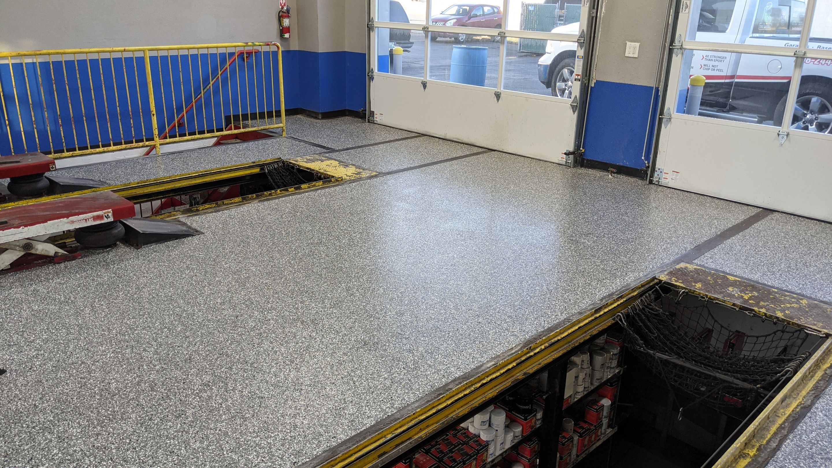 Commercial Floor Transformation using Slate Stone by Croc Coatings, LLC