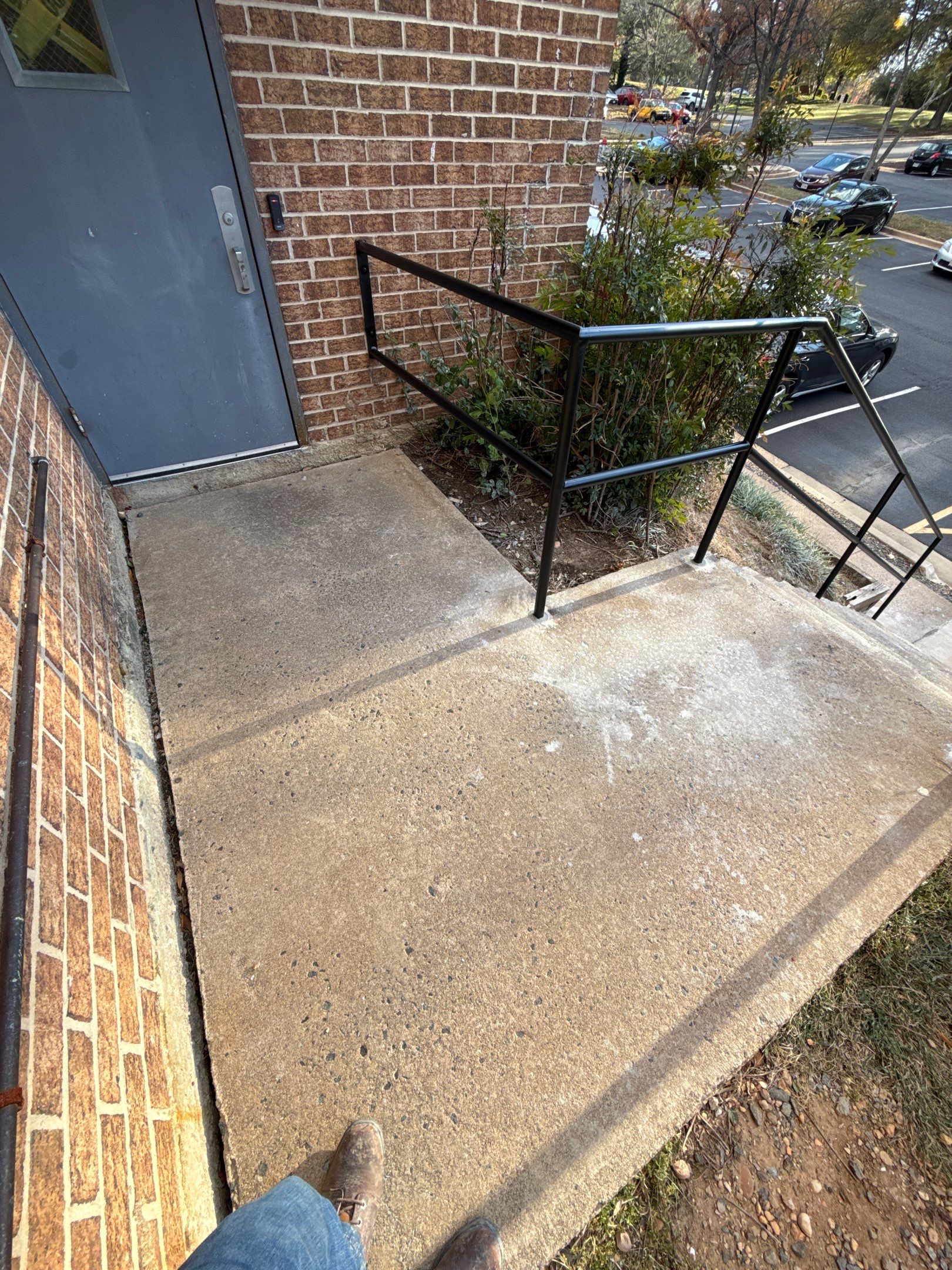 Commercial Entrance Pipe Railing Replacement – Falls Church, VA by Capitol Iron Works