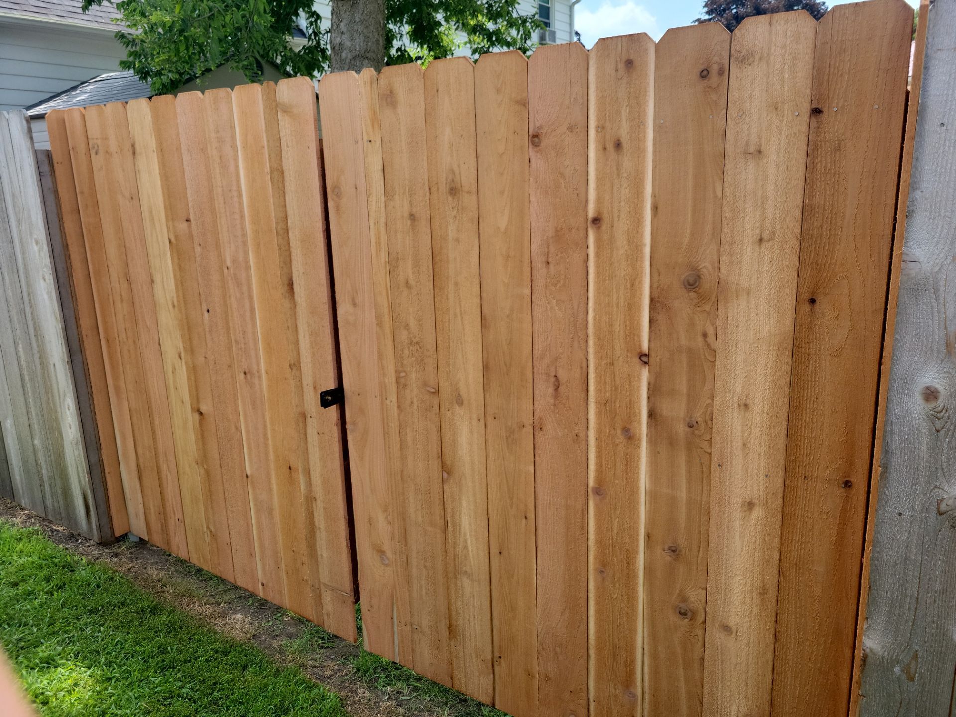 Natural Cedar Wood Privacy Fence and Gate Installation in Clarksville by Perfect Picket Fence and Stain