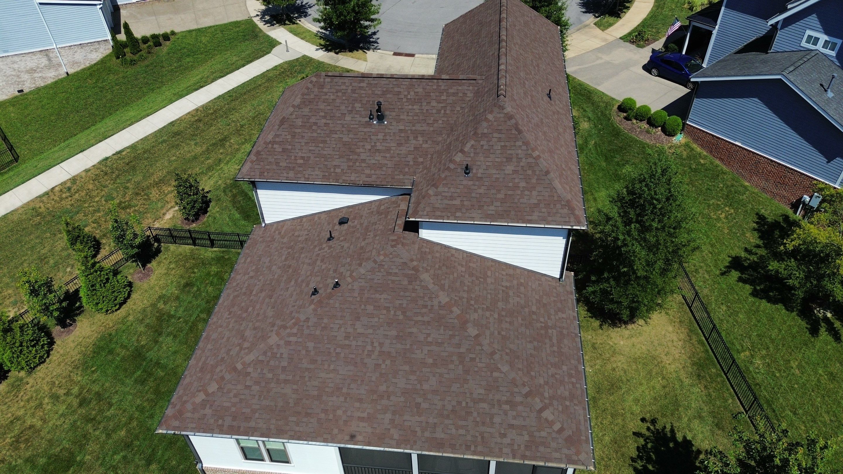 Architectural Asphalt Shingle Roof Replacement and Downspout Installation in Franklin by Shinglesmiths Roofing
