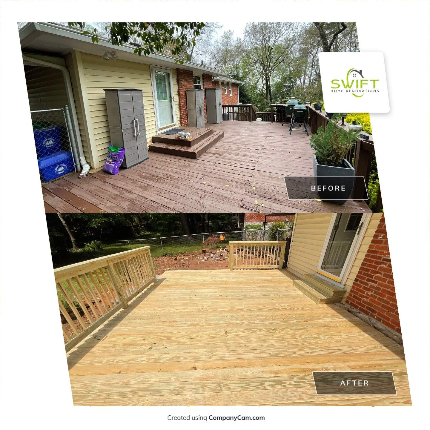 Custom Pressure-Treated Wood Deck and Railing Installation in Decatur by Swift Home Renovations