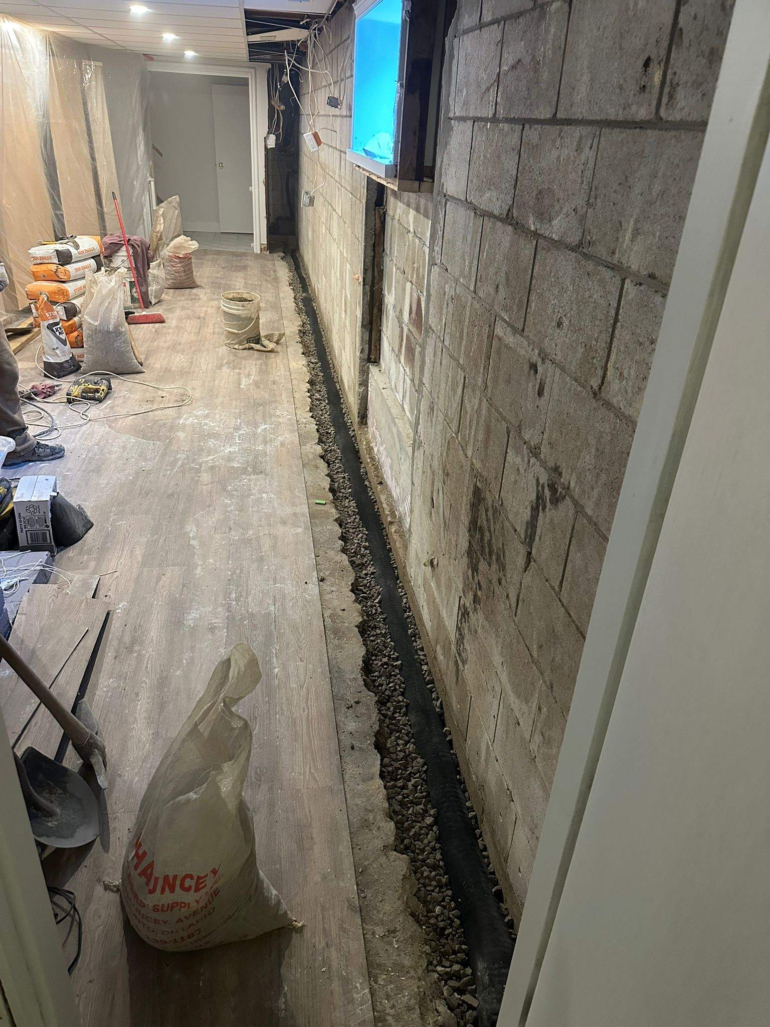 Interior waterproofing Project in Adjala-Tosorontio, ON by Canada Waterproofers Inc