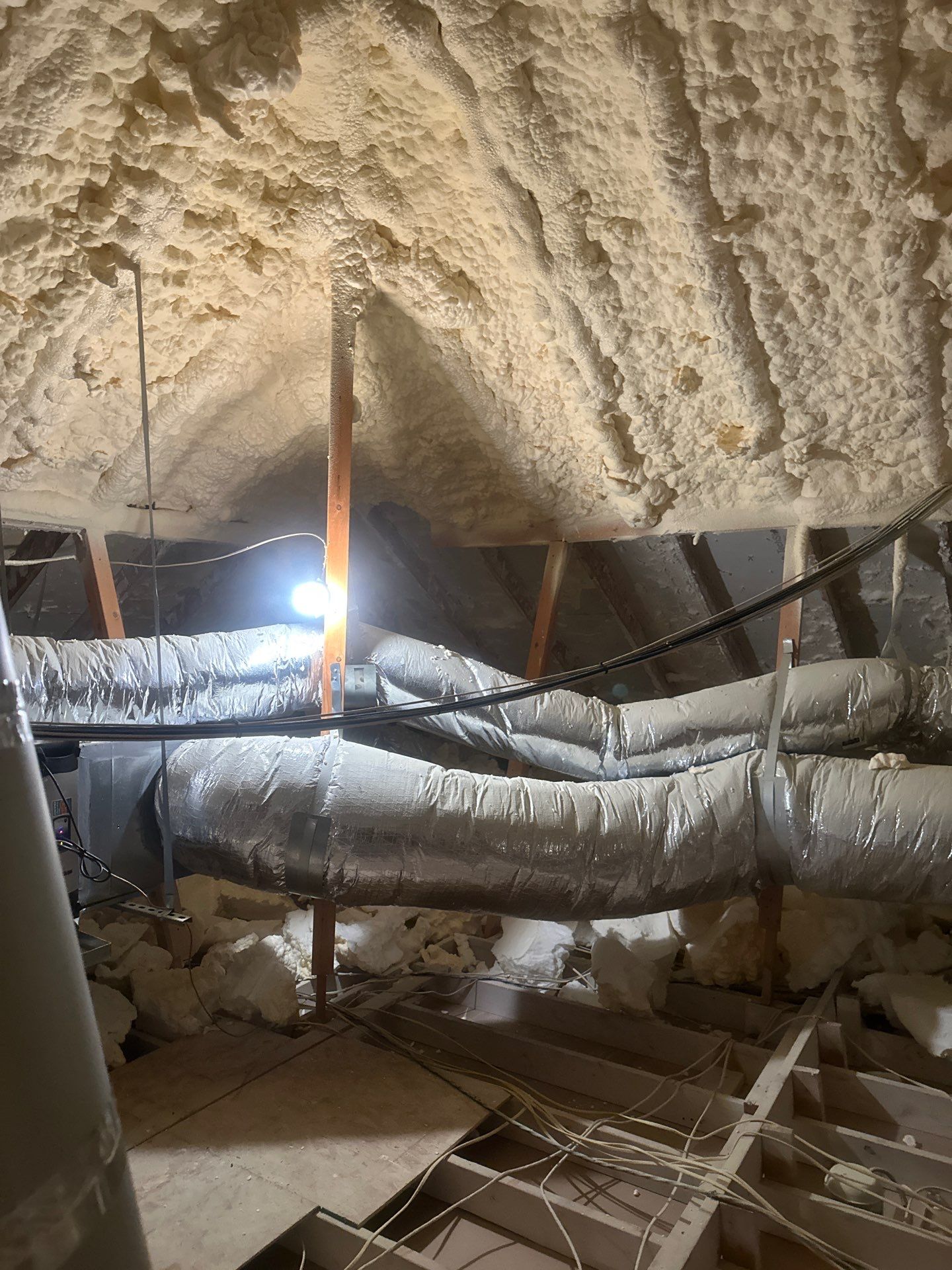 Spray foam insulation removal & re spray by Apex Insulation Solutions