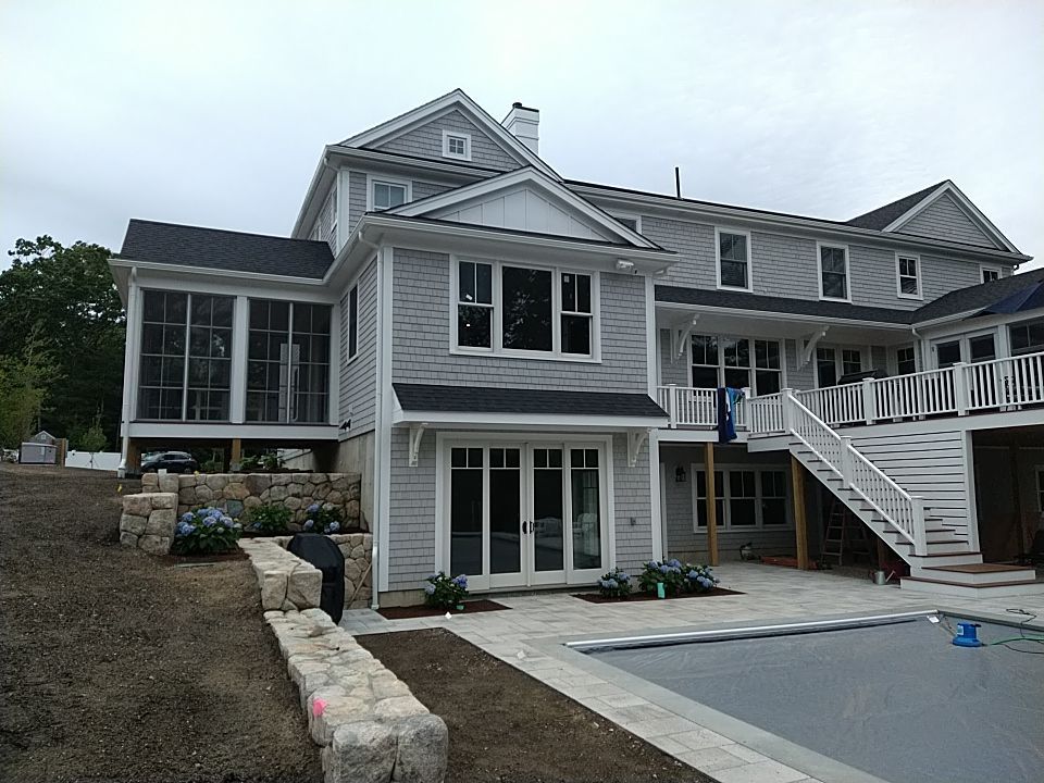 K-Style Gutter Installation with Round Downspouts in Marshfield, MA by Gutter Pro Enterprises