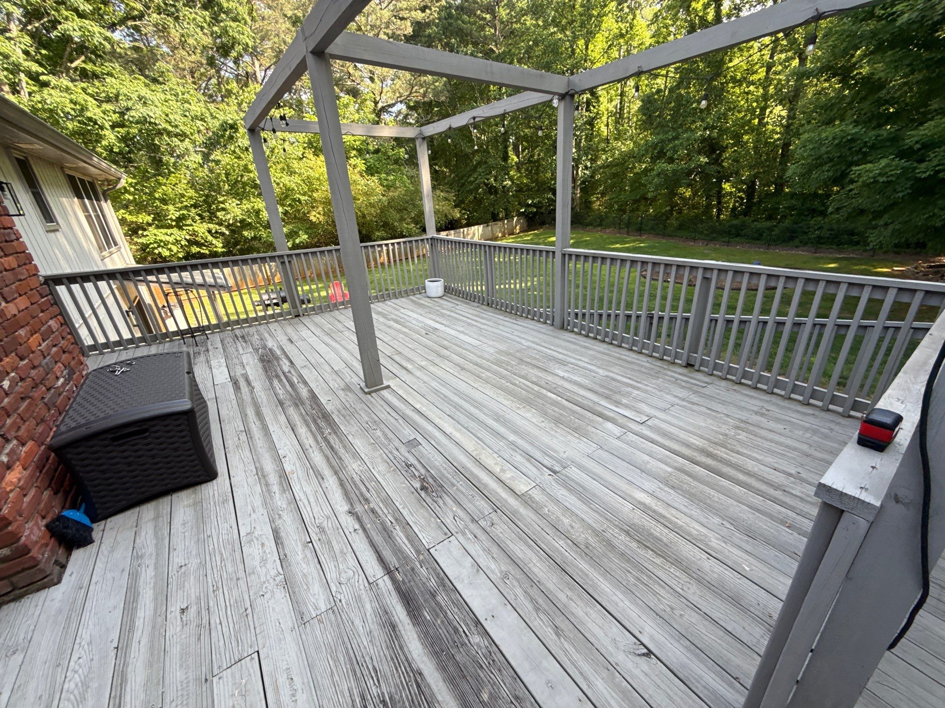 Deck and Shed Roof Style Covered Build using Trex Decking Products by Nelson Exteriors 