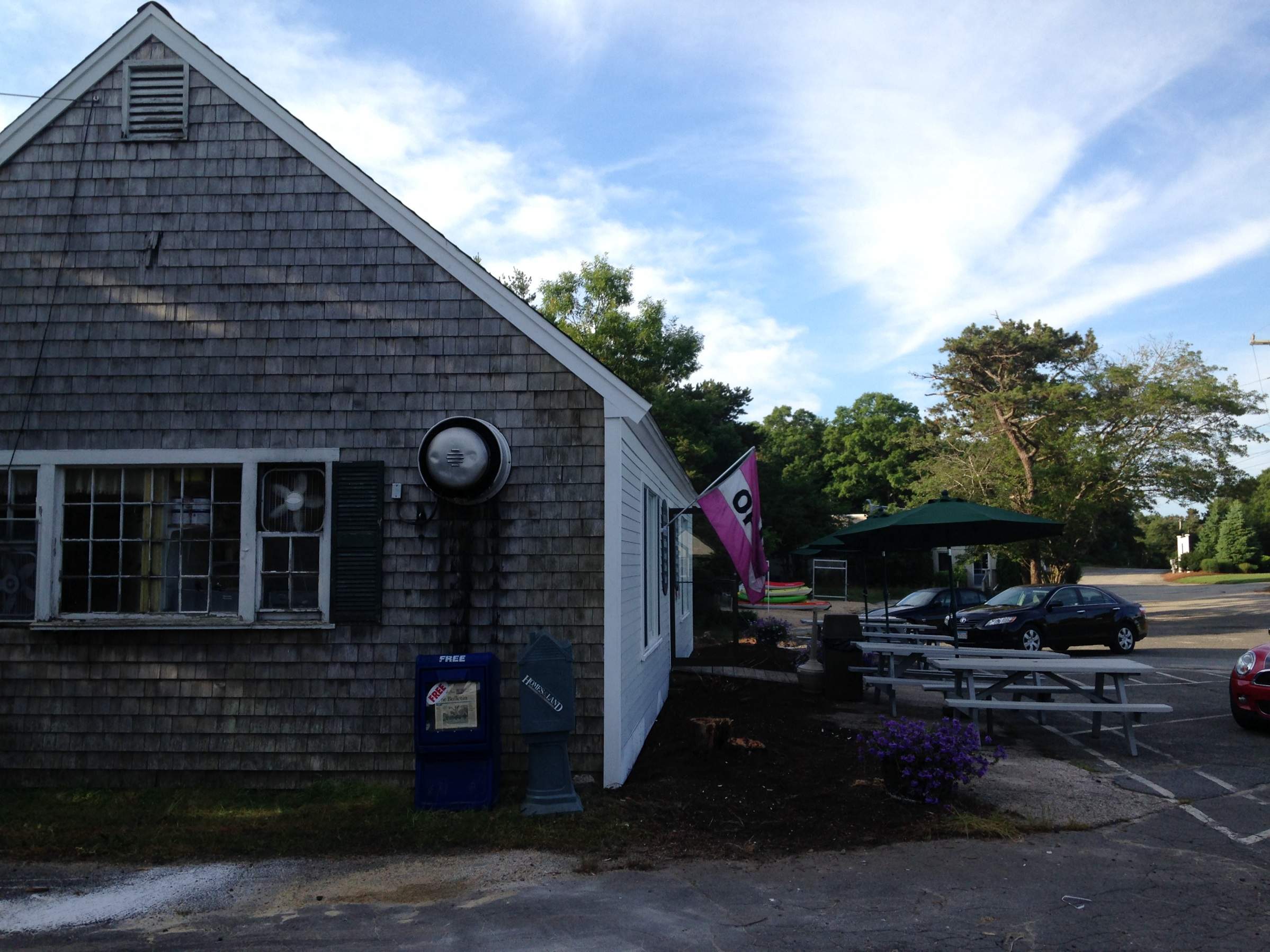 New Seamless Gutters are the finishing touch on the Picnic Box in Mashpee, MA by Gutter Pro Enterprises