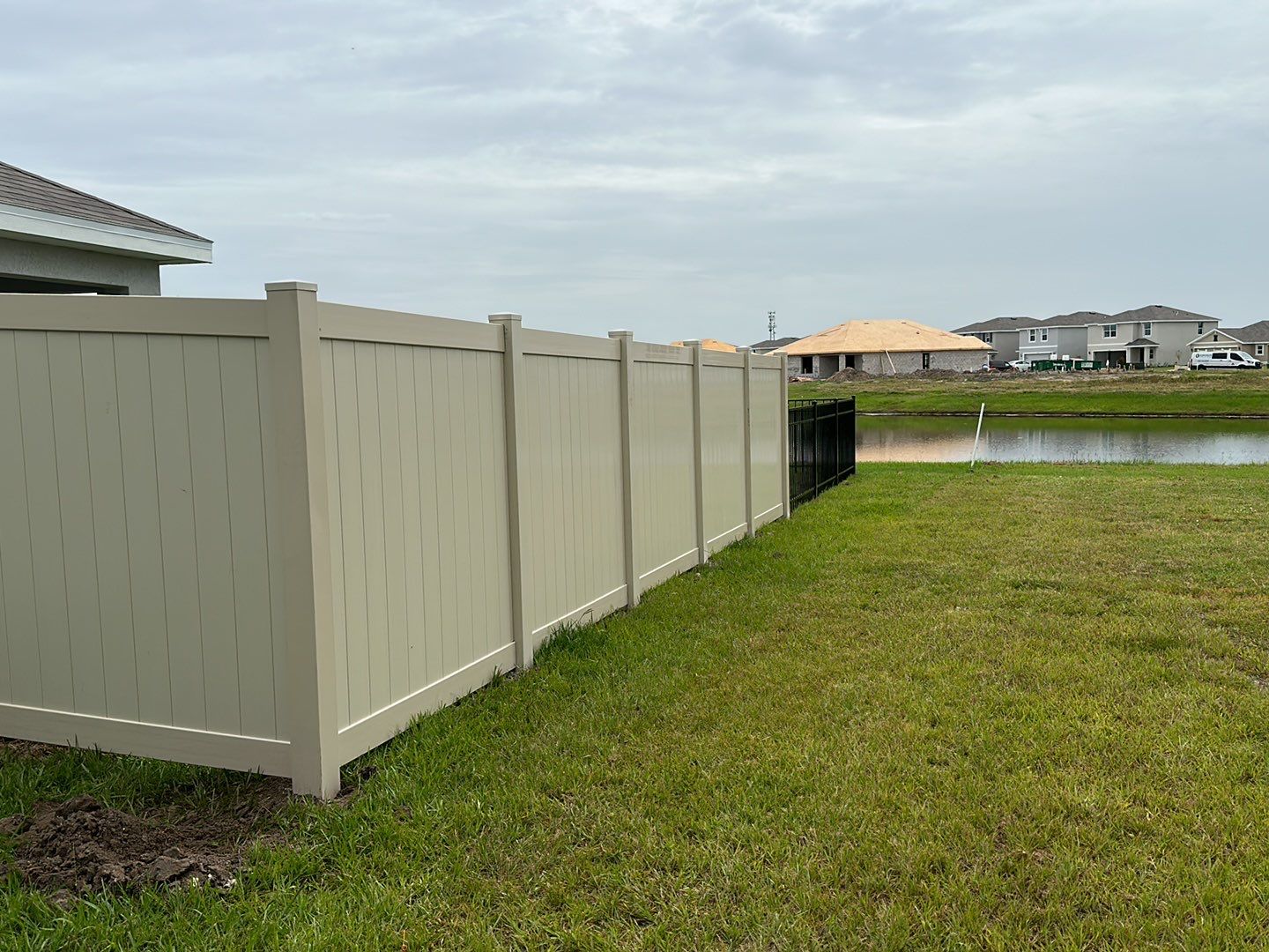 Vinyl Fence Installation using Vinyl and Black 3 Rail Aluminum Fence by Asap fence and gates, LLC