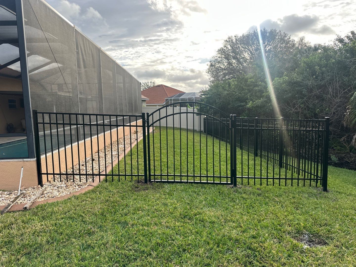 Aluminum Fence Installation using Black 3 Rail Aluminum Fence by Asap fence and gates, LLC