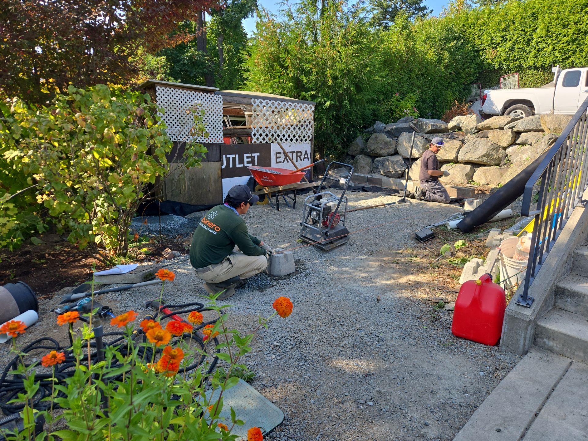 Backyard Transformation — Custom Shed, Paver Patio & Retaining Wall by Habanero Garden and Exterior Care