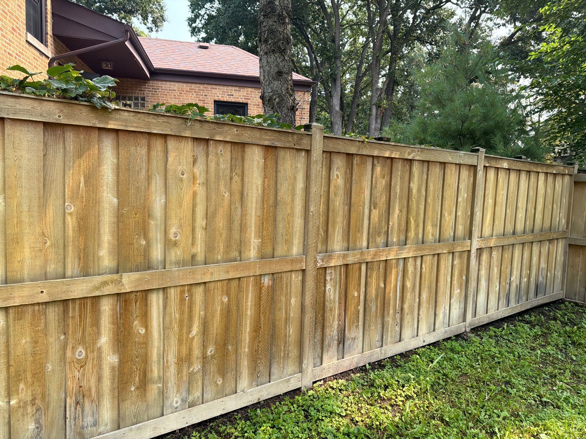 Wood fence cleaning and sealing by Northern Power Washing LLC.
