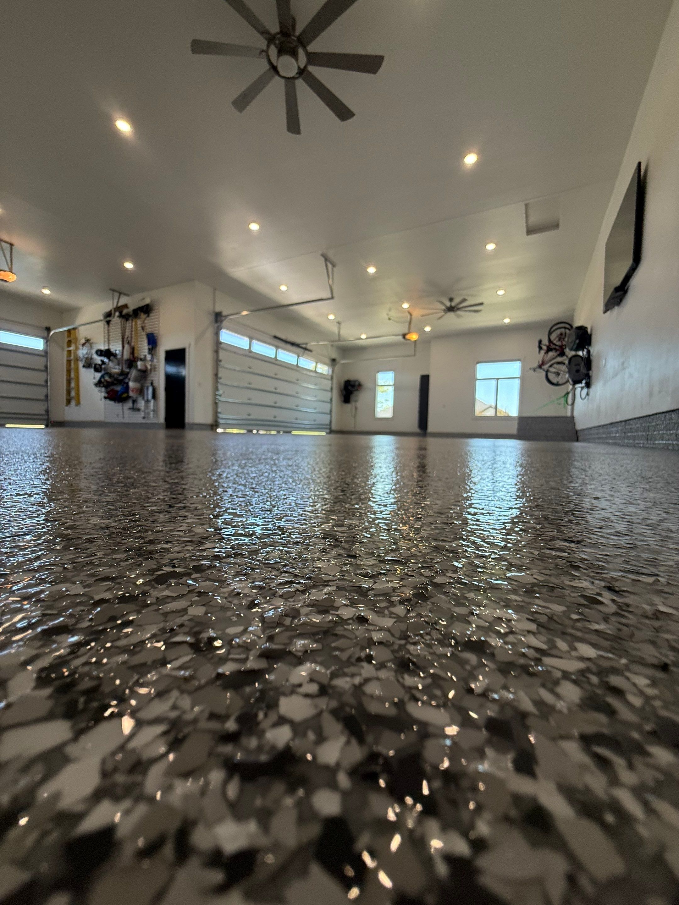 Gravel Flake Garage Floor Coating in Yankton by Select Painting, Coatings & Garage Cabinets