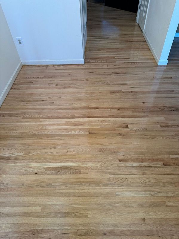 Red Oak Refinish using Duraseal Natural Stain with Semi Gloss Finish by Footprints Floors Morristown