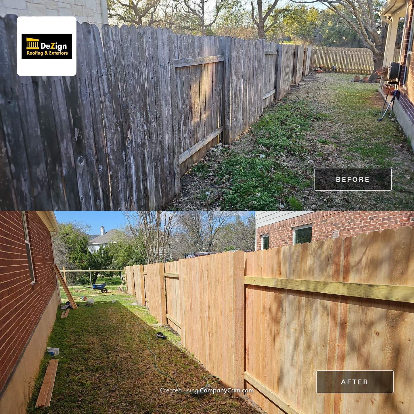 Fence Installation using Cedar Pickets by DeZign Roofing & Exteriors