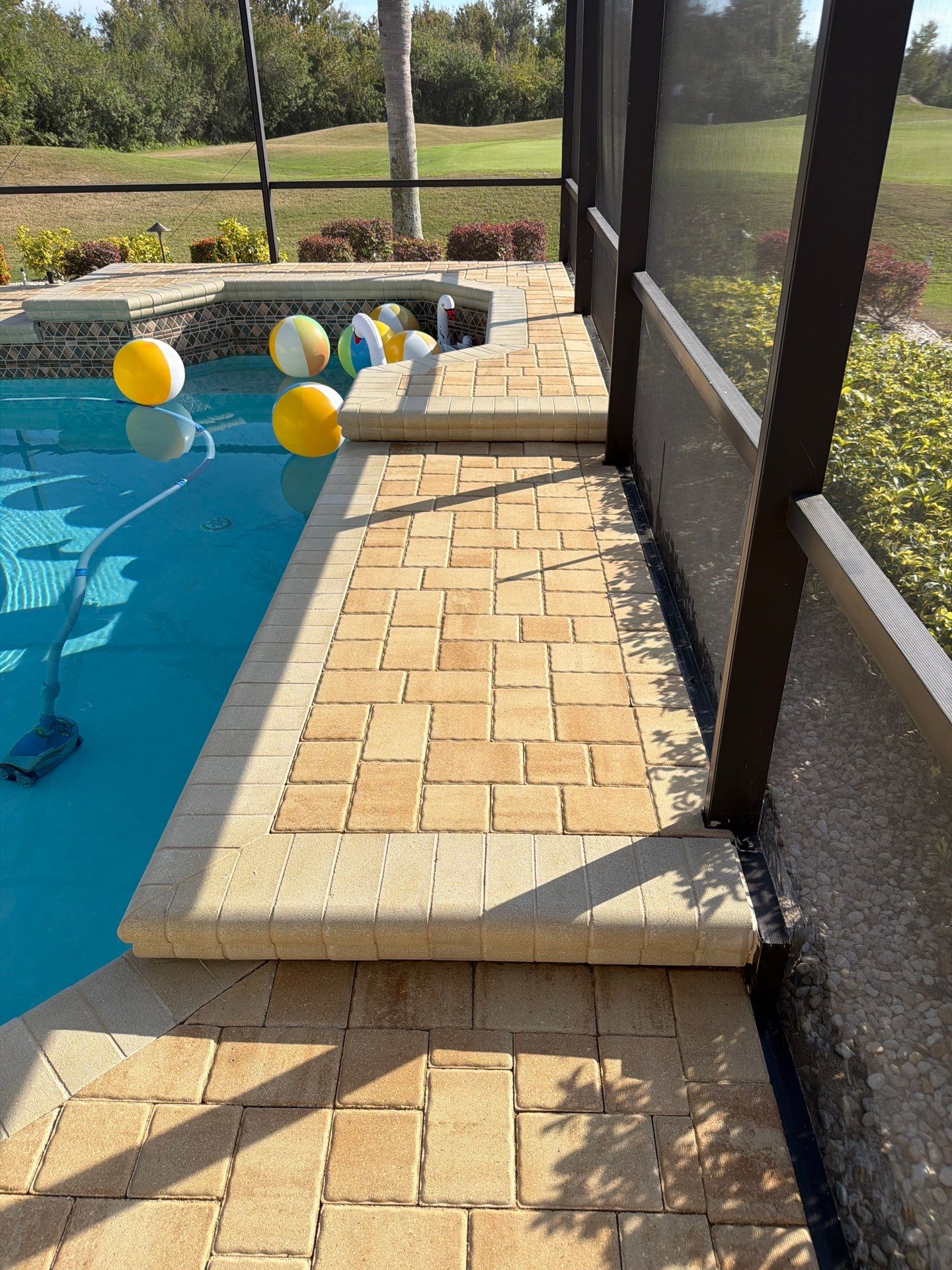 Custom Tan Paver Pool Deck and Patio in Sun City Center by Supreme Paver Experts