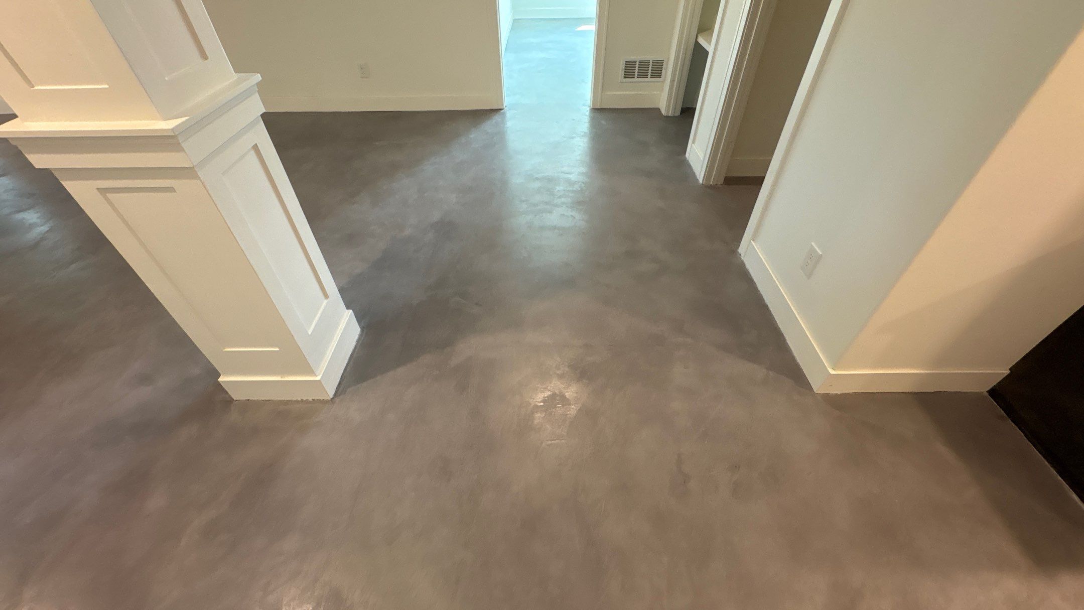 Basement Floor Overlay - Lawrence, KS by Big Red Decorative Concrete, LLC