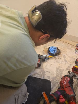 Installed Toilet Trim and Flange. 