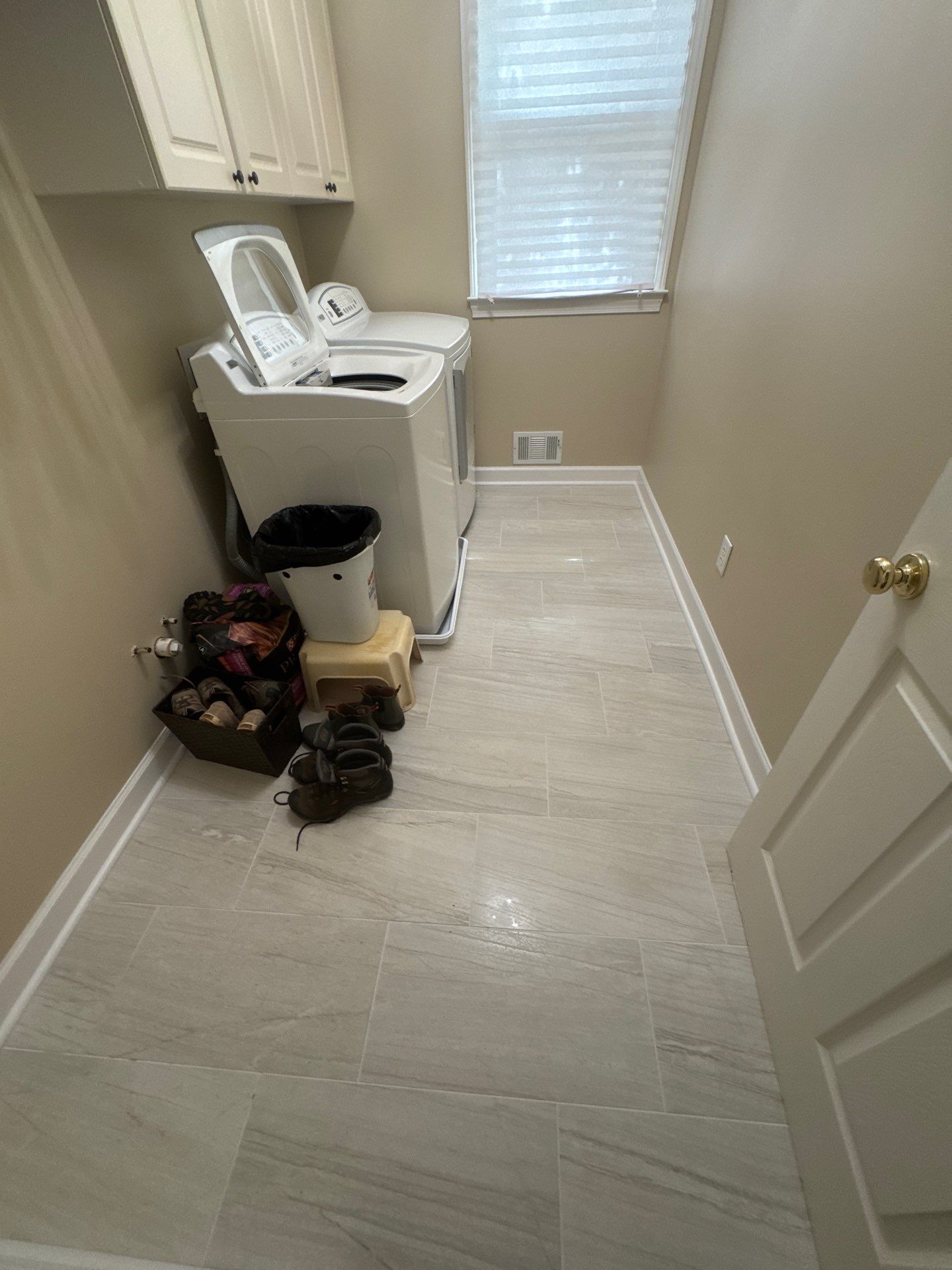 Marietta Bathroom and Laundry Room Floor and Vanity Remodel by Swift Home Renovations