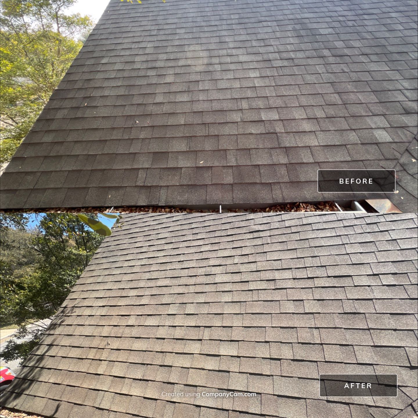 Shingle Roof Washing Project in San Antonio by Bright Choice