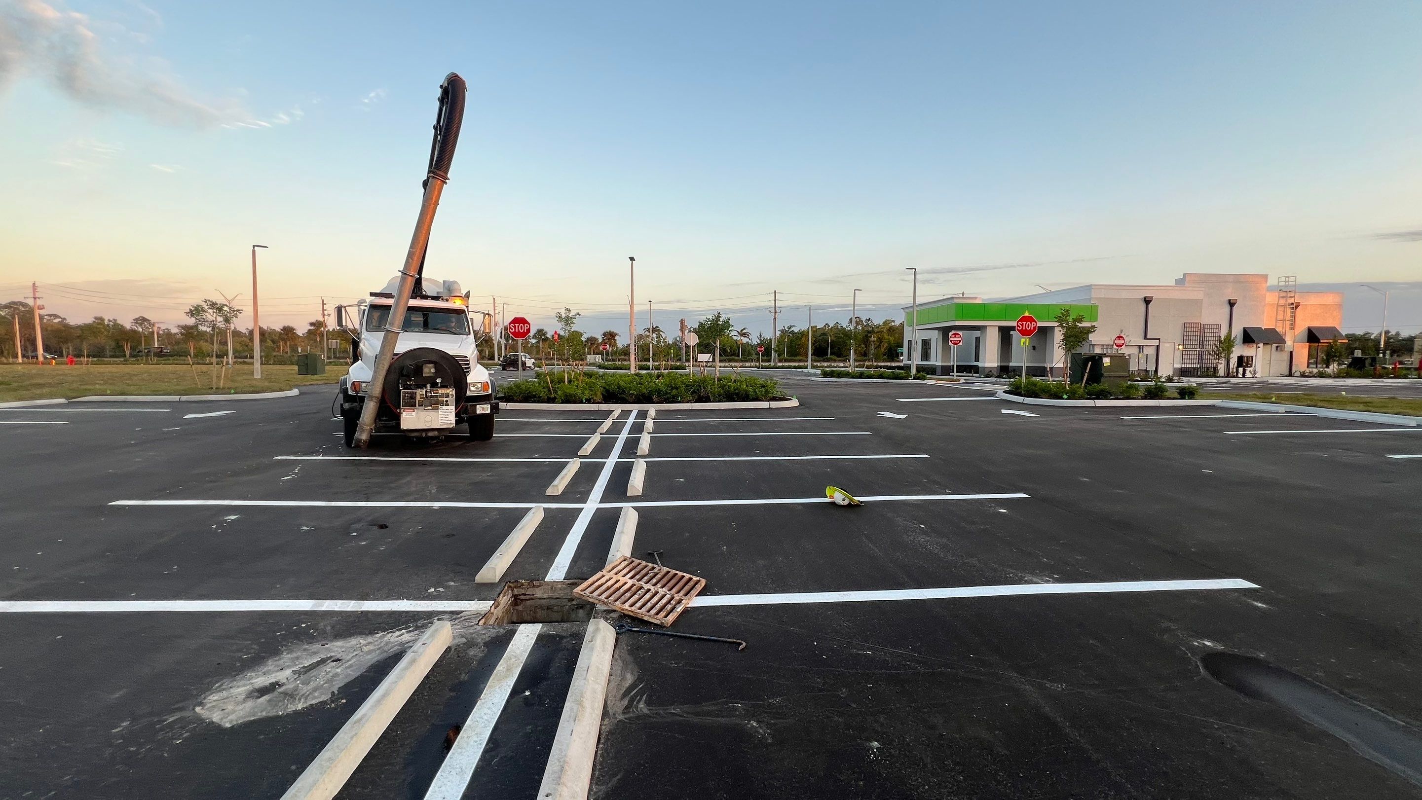 New Construction Commercial Parcel Stormwater System Cleaning by APS Power & Water
