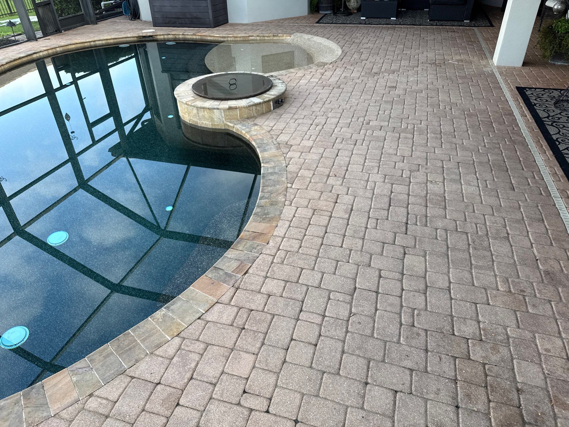 Tile Roof, Paver Pool Deck & Flowerbed Curbing Cleaning | Winding River Bradenton, FL Transformation by Sunshine AquaWash