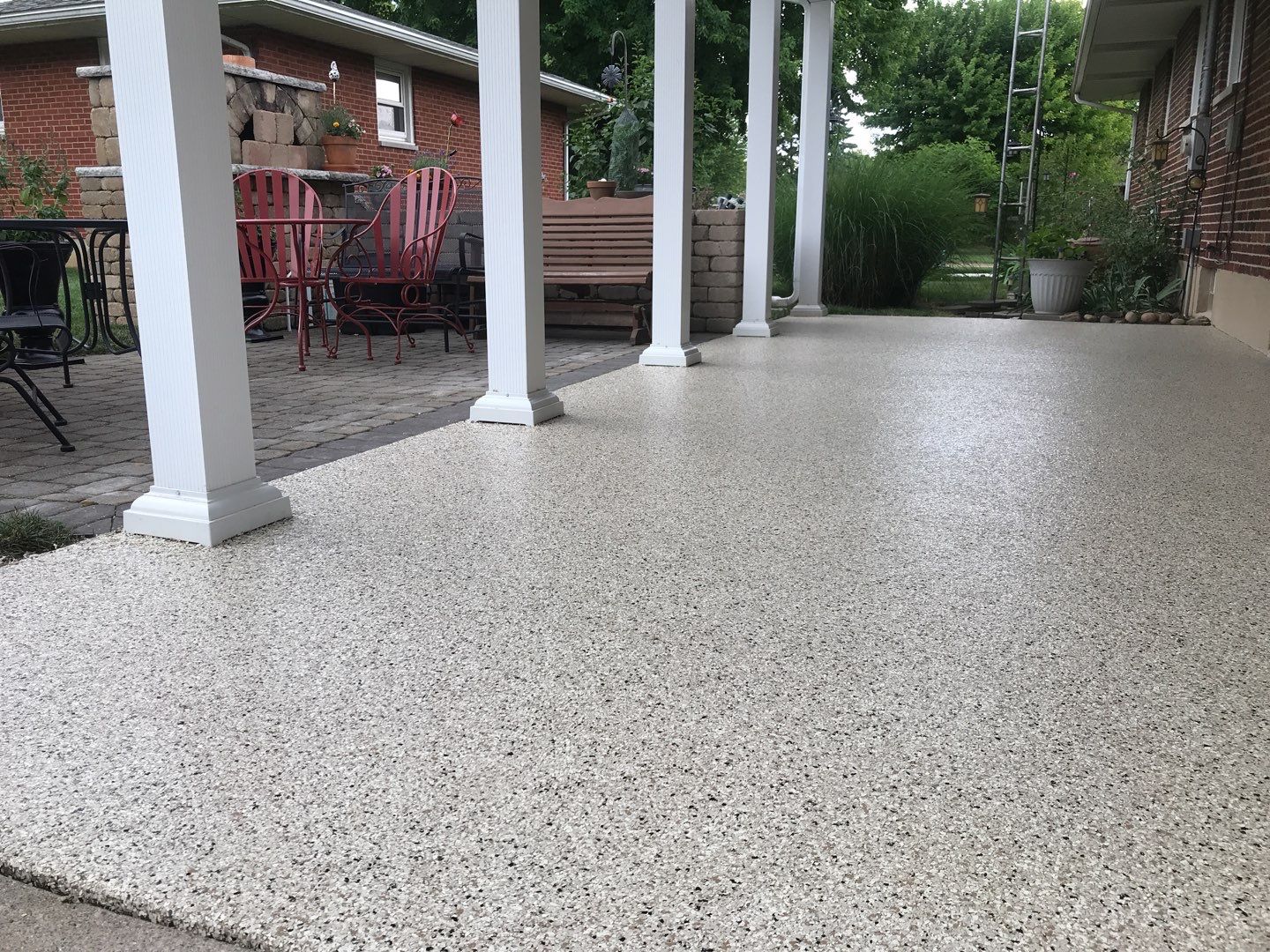 Garage Floor and Patio using Driftwood by Your1DayFloor.com
