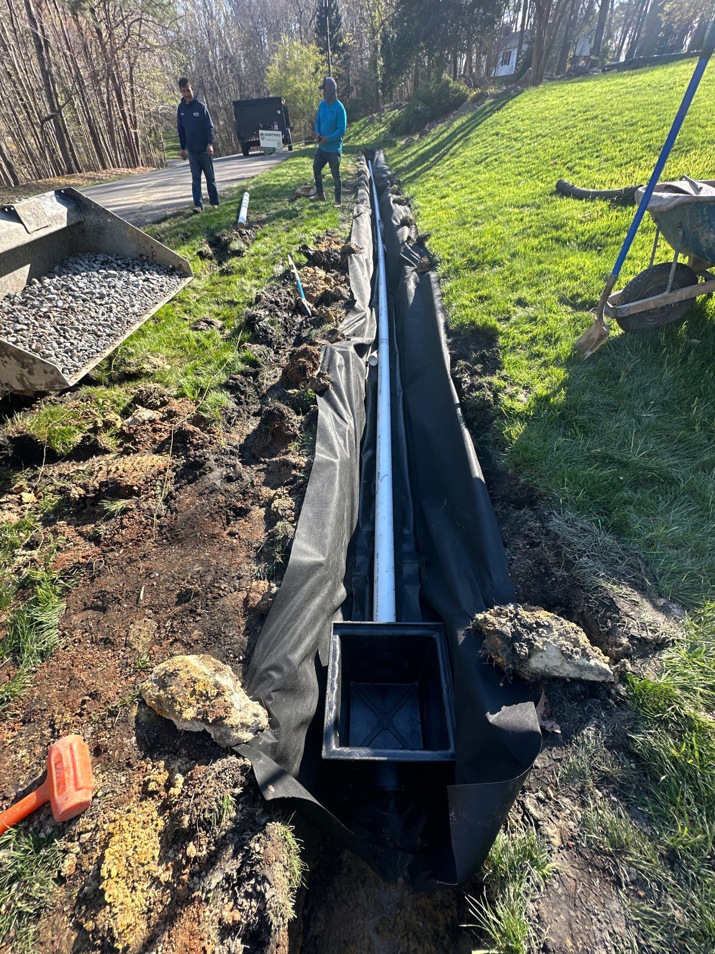 Foundation drainage system in Durham by Martinez Brother’s Nc Landscaping Inc