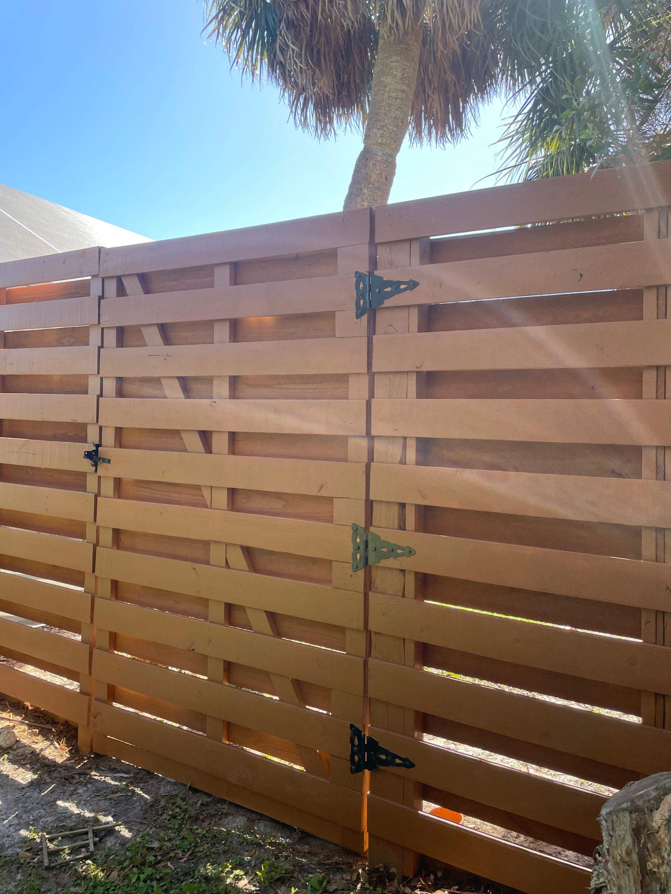 8'H Stained Shadowbox Wood in Nokomis by True Fence LLC