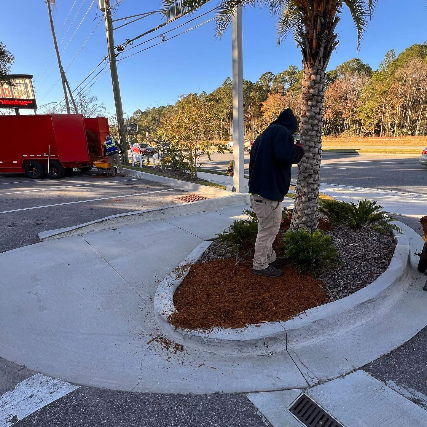 Mulch Install | Larry's Giant Subs by ProGreen Services