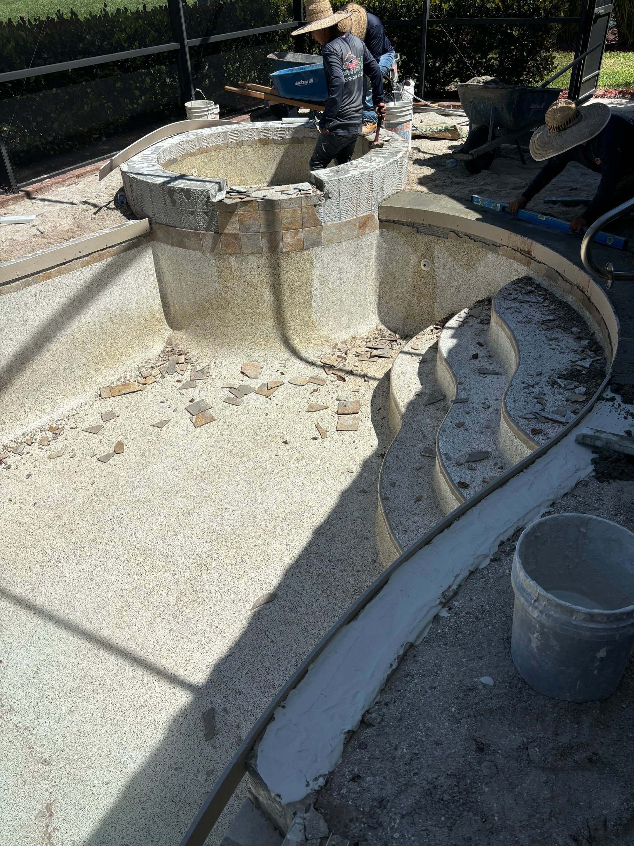 Textured Marble Pool Deck - Bonita National Golf & Country Club by Old Town Pavers Llc