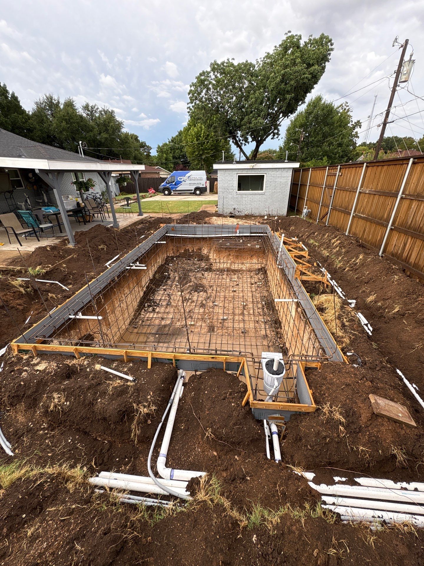 Compact Geometric Pool with Crisp White Interior by Pinnacle Pools and Spas - DFW