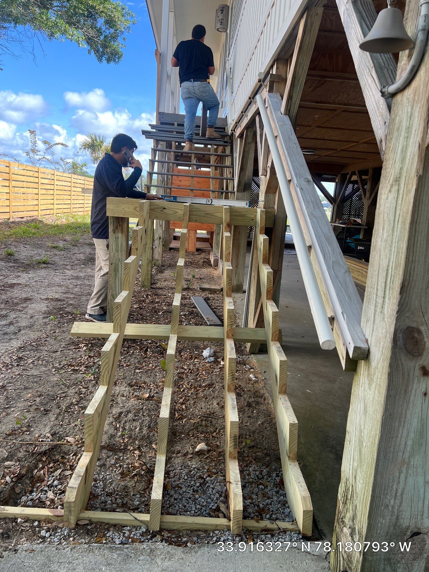 Exterior Stair Repair and Sidewalk Installation in Oak Island, NC by RGR Construction and Roofing, LLC