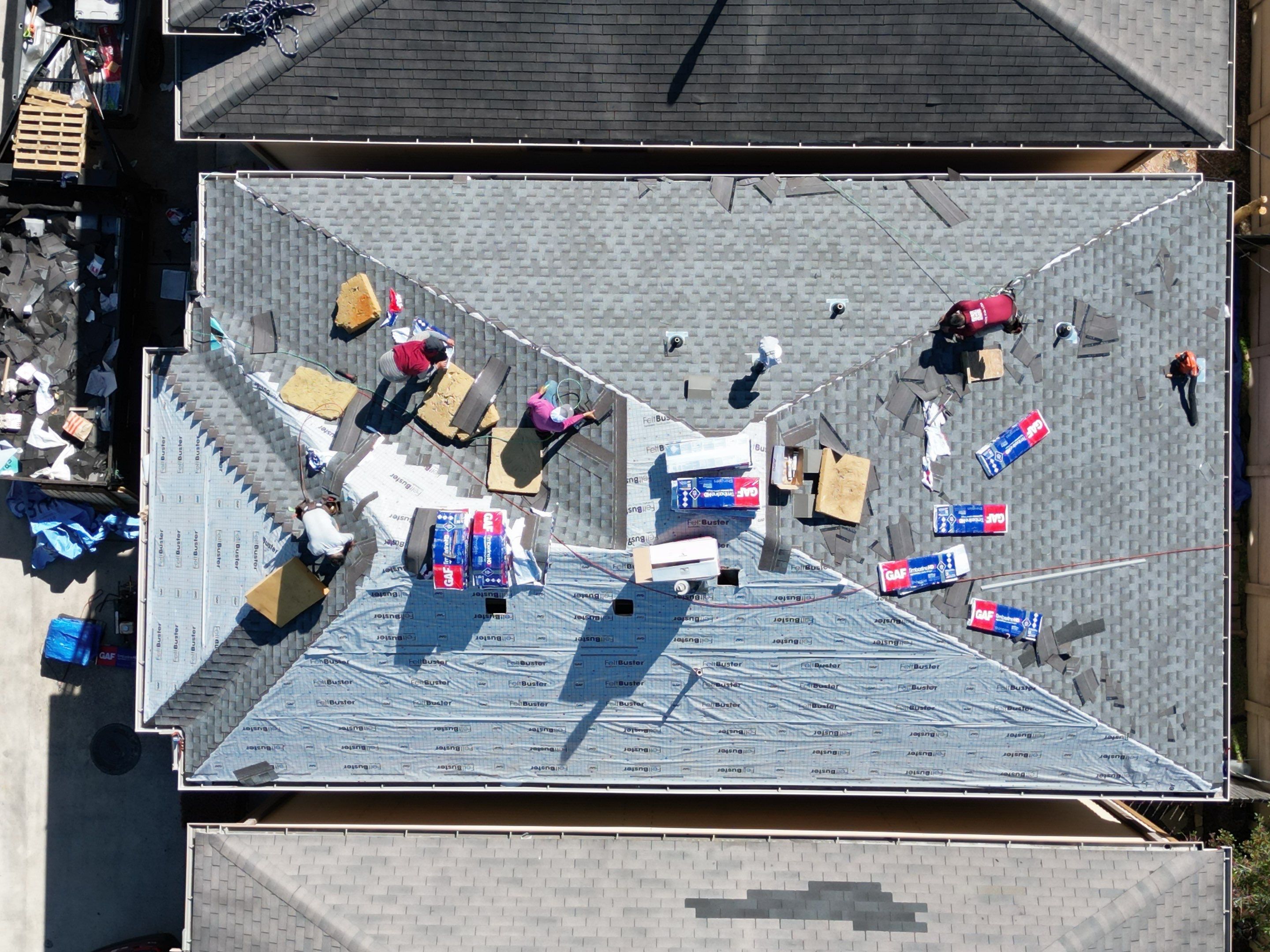 Residential Roofing Installation using GAF HDZ by V General Contractors 
