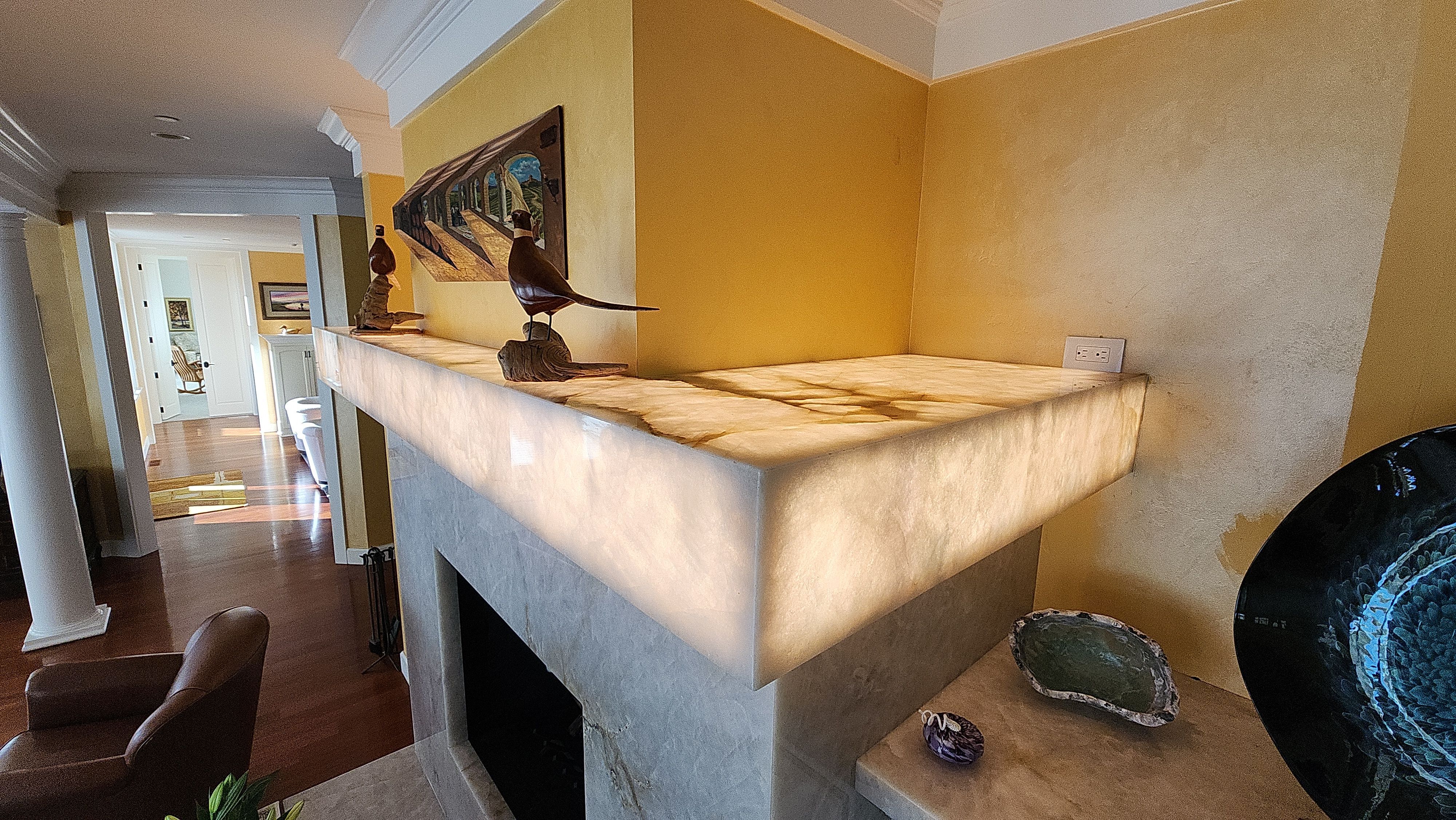 Backlit Stone On A Fireplace by S.Y. Electric Inc.