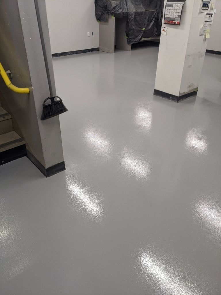 Commercial Flooring using Solid Haze Grey by Croc Coatings, LLC