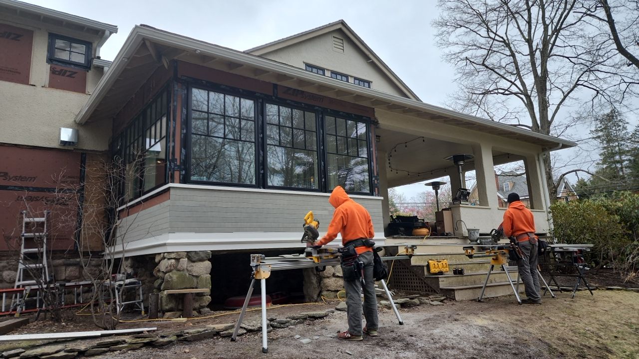 In progress: Exterior renovation in Wellesley MA by UBrothers Construction
