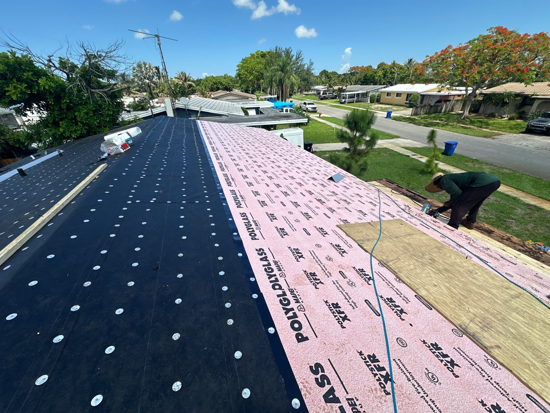 Residential Roofing Installation using Polyglass XFR and Polyanchor by Nast Roofing