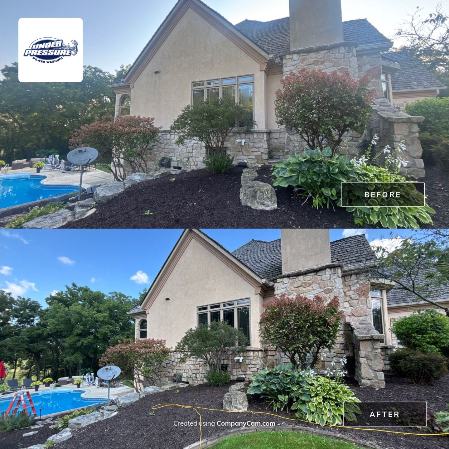 Full Stucco and Stone Exterior Power Washing in Edgerton by Under Pressure Power Washing 