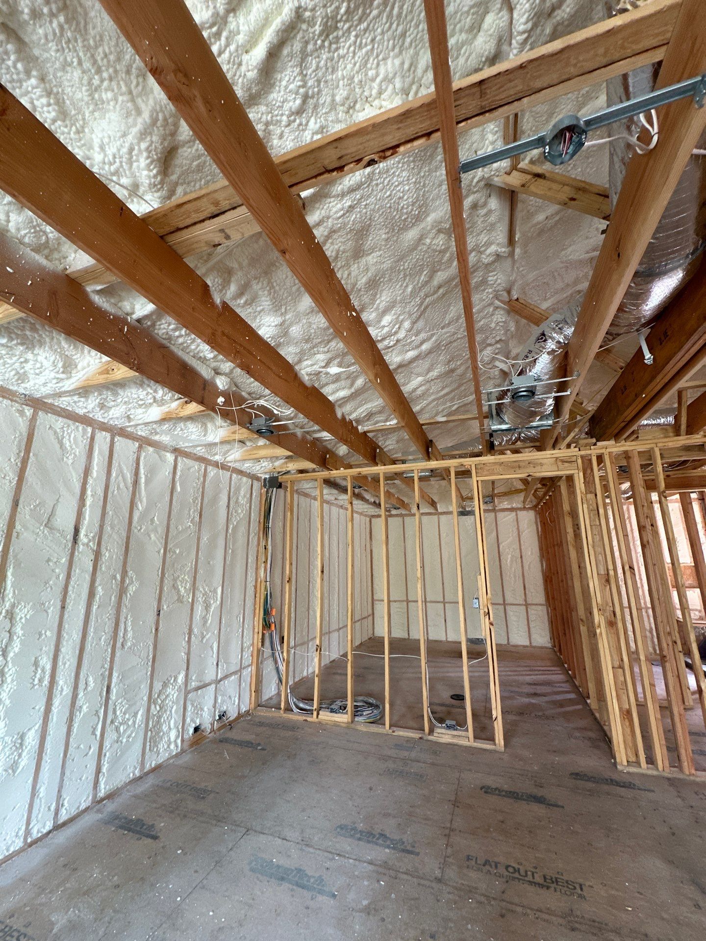 Open cell spray foam job completed at this beautiful custom home in Dallas TX by Apex Insulation Solutions