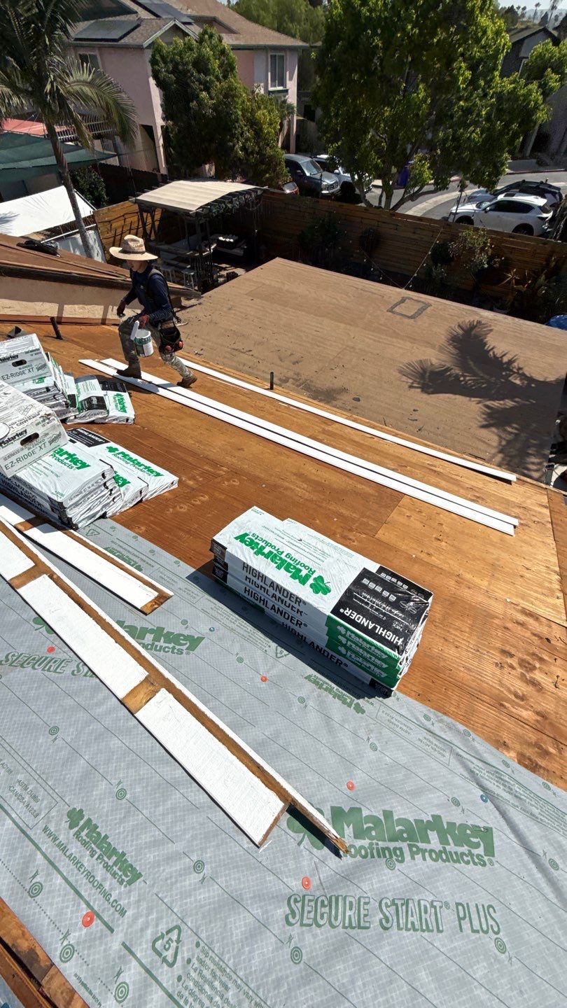 San Diego Roof Replacement and Wood Fascia Repair with Malarkey Materials by Reliable Roofing San Diego Inc.