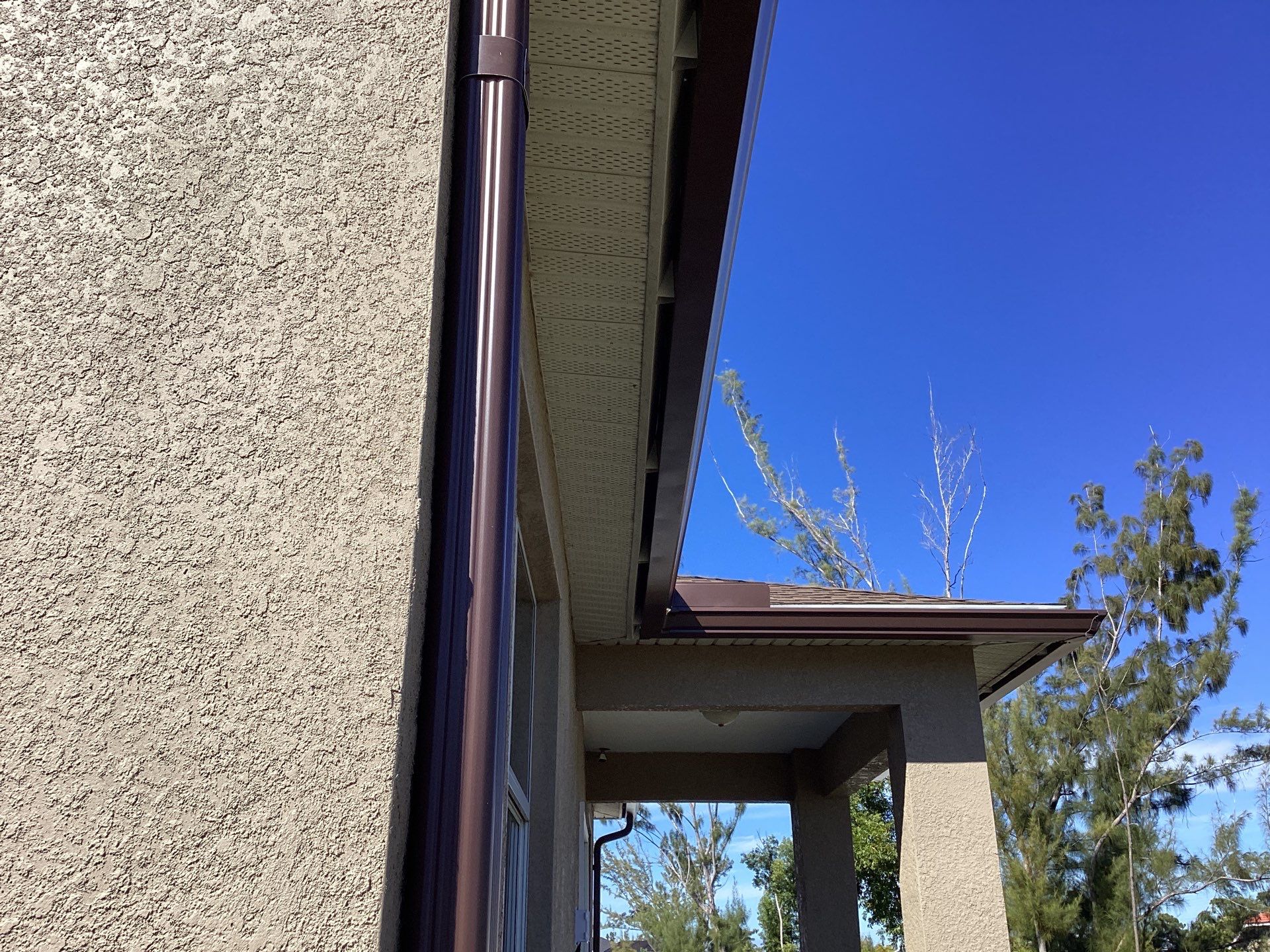 Royal Brown Seamless Gutters in Cape Coral FL by Gutter Professors
