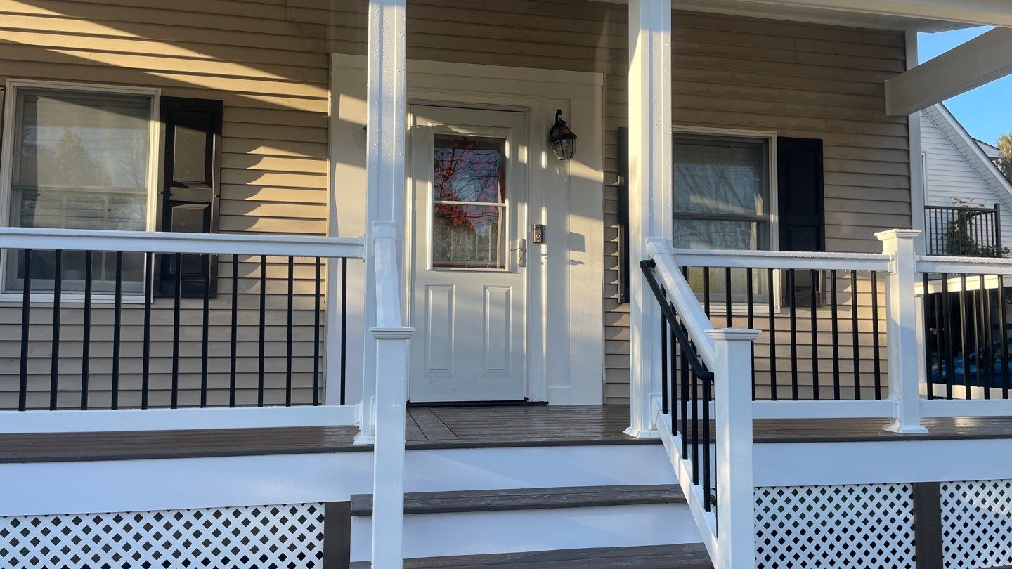 New Front Porch  using Deckorators Venture - Color Sandbar  by deck guardian