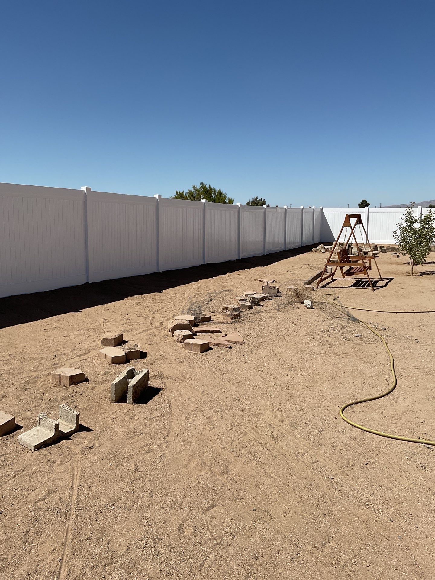 Fence Installation using vinyl pickett by Fence Guys Inc.