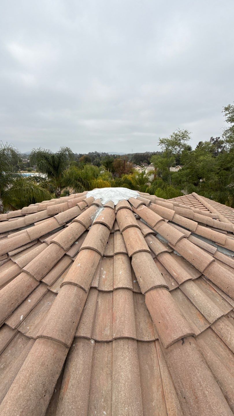 Terracotta Tile Roof Repair and Ridge Cap Sealing in Escondido by Reliable Roofing San Diego Inc.